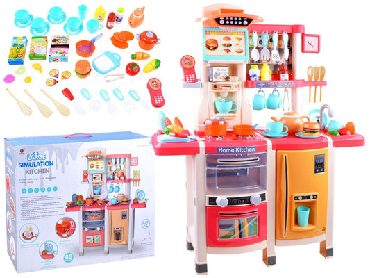 Liela bērnu virtuves ar  ledusskapi, krāsni un gaismiņām