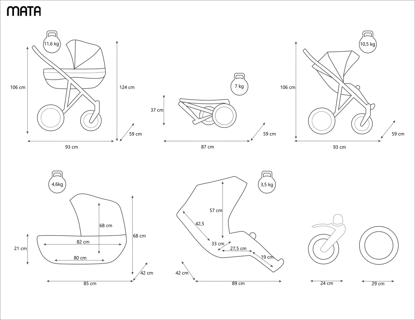 Коляска Kunert Mata универсальная 3в1 (08-B-BORDO)