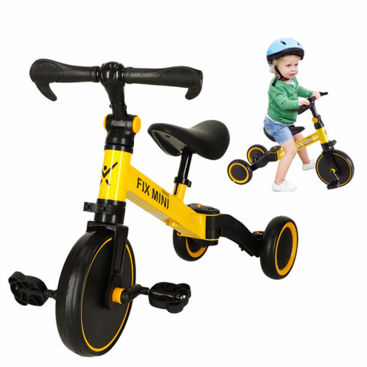 Велосипед 3-в-1 TRIKE FIX, желтый-KIK