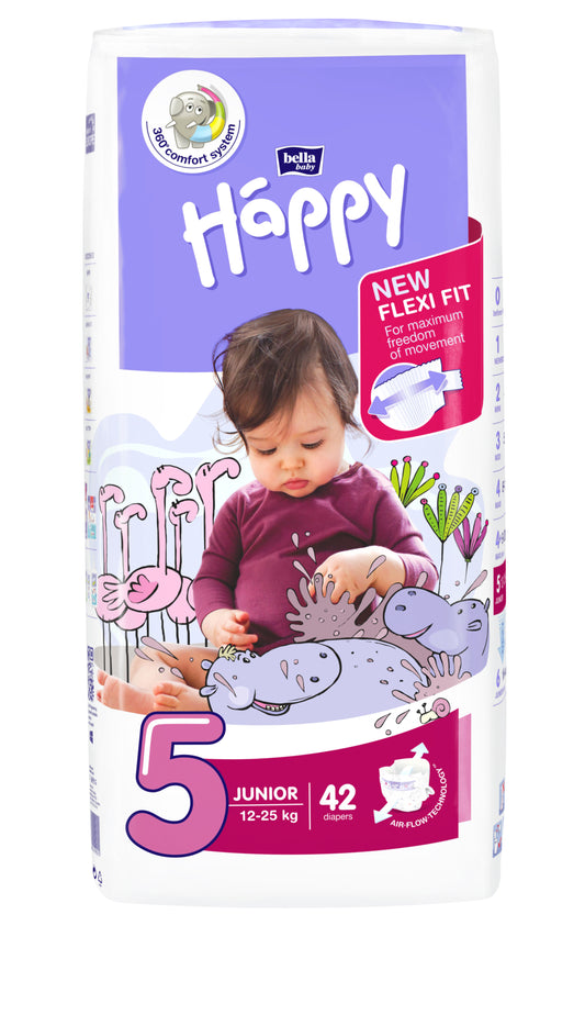 Happy Junior (12-25kg) 42 pcs diapers, 5 size