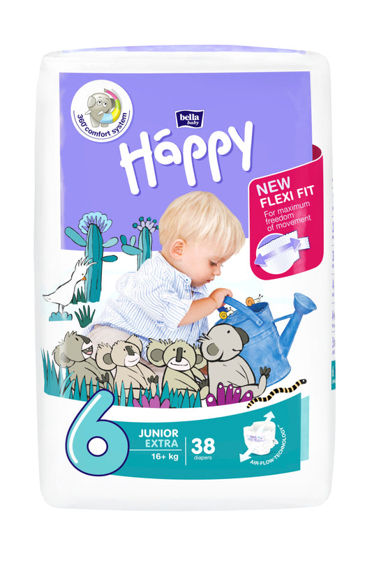 Happy Junior Extra (12-25kg) 38 pcs. diapers, 6 sizes