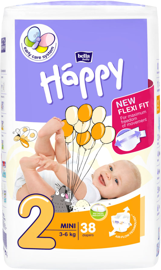 HAPPY MINI diapers, size 2 (3-6 kg), 38 pcs.