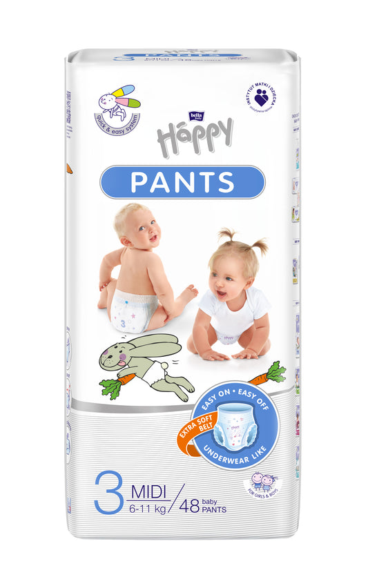 HAPPY PANTS MIDI panties for babies, size 3 (6-11 kg) 48 pcs.