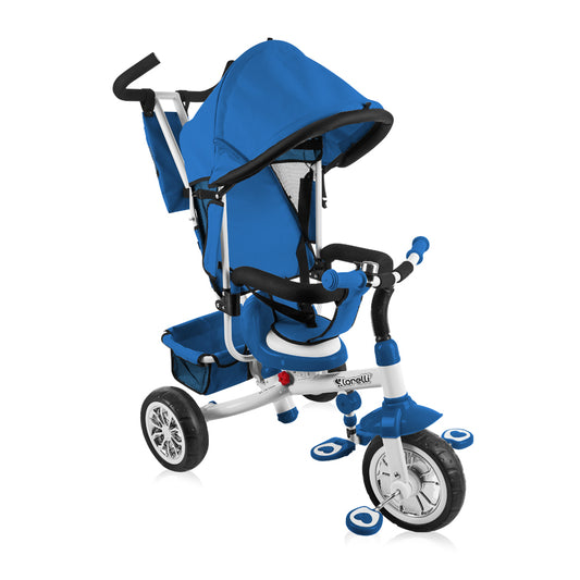 LORELLI&amp;BERTONI CHILDREN'S TRICYCLE WITH HANDLE AND CANOPY B302A BLUE