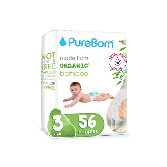 PureBorn diapers with clips size 3 Value Pack 5.5-8kg 56pcs 