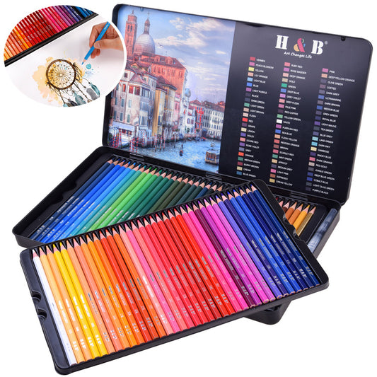 Set of watercolor colored pencils in 72 colors