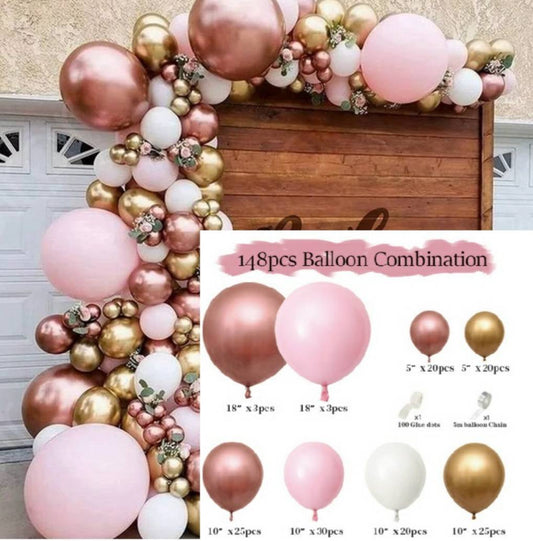 Pink and gold balloon string