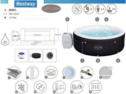 Bestway Jacuzzi Lay-Z-Spa MIAMI 4-person 180x66cm