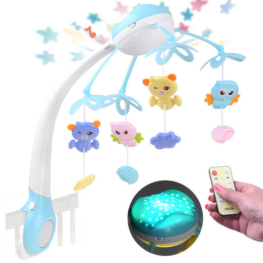 Carousel for crib with remote control for projector