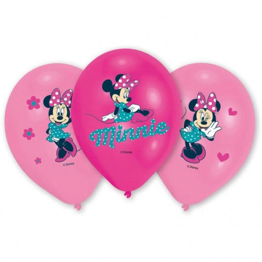 Latex balloons Minnie Mouse, pink, 27.5 cm, 6 pcs.