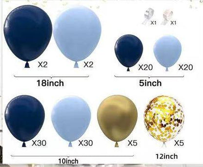 Zilu balonu virtenes komplekts, 116 gab.