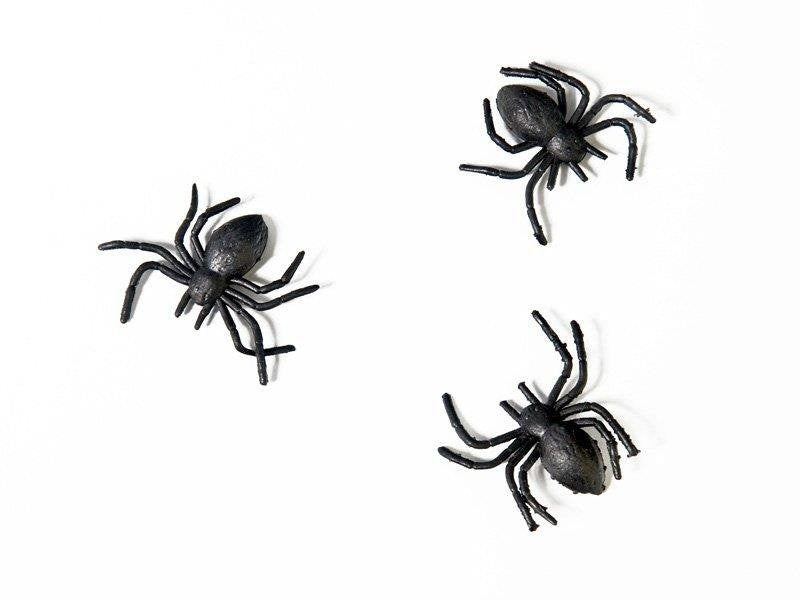 Plastic spiders, black, 10 pcs.