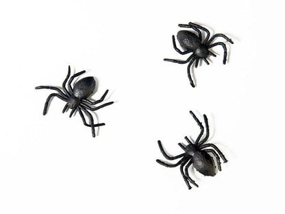 Plastic spiders, black, 10 pcs.