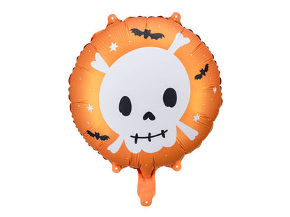 Skull foil balloon, Halloween, orange, 45 cm