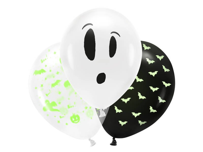 UV balloons Halloween Boo!, Mix, 27cm, 3 pcs