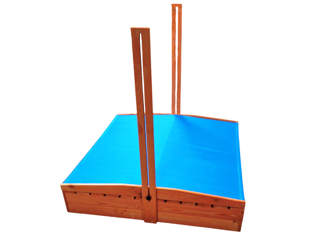 Wooden sandbox for children with adjustable roof and benches 120x120 cm