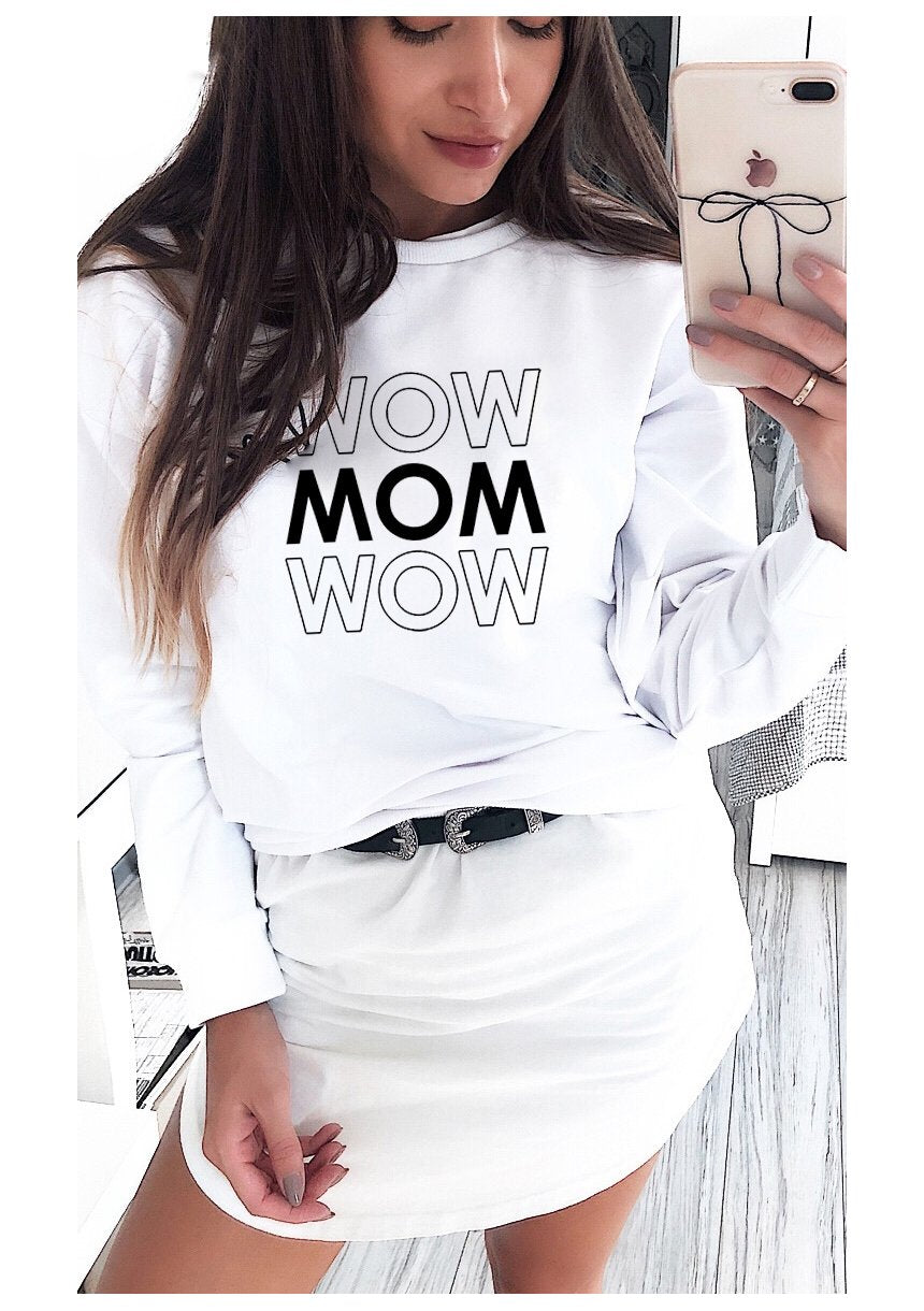 "MOM MOM" Sweater White