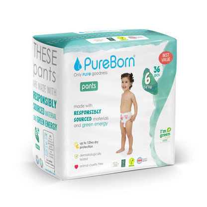 PureBorn pull-on diapers size 6 &gt;15kg, 36 pcs 