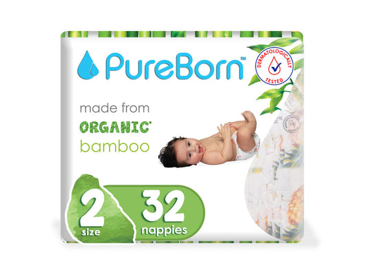 PureBorn diapers with clips size 2 3-6kg 32pcs 